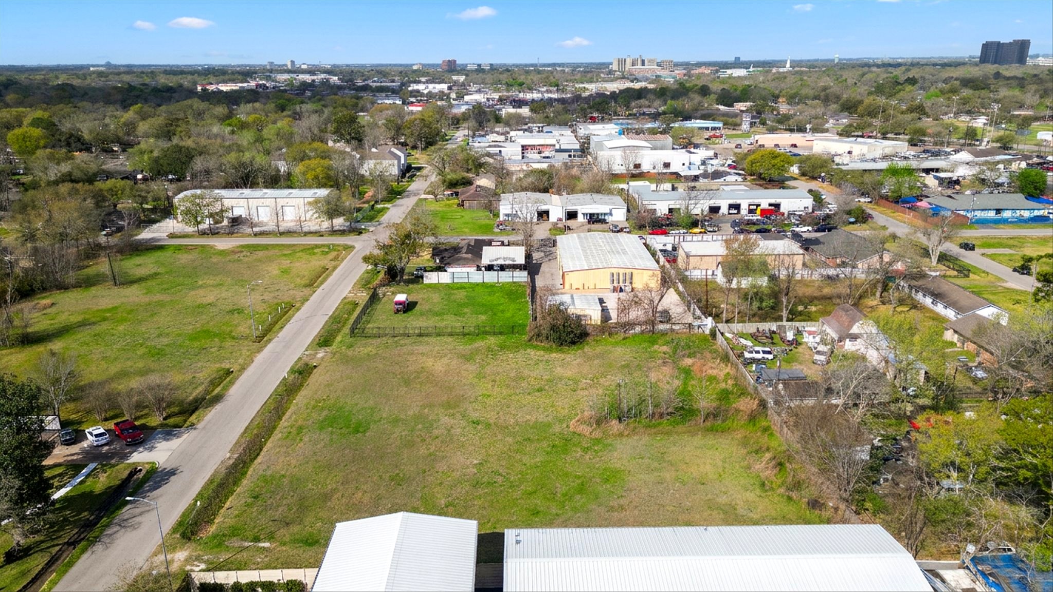 Aerial view showing road access and site context